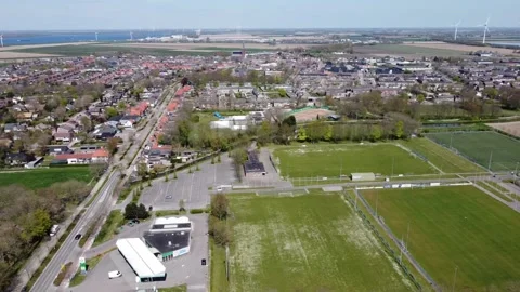 Village in the south of the Netherlands filmed from the air. Stock Footage