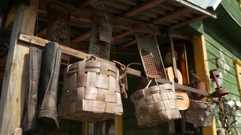 Village stuff, rustic utensils. Stock Footage 68943028