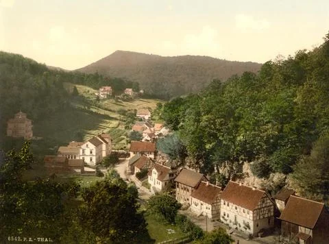 The village of Thal in the district of Greiz in Thuringia Germany around 1900 Stock Illustration