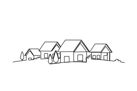 A village with trees around it Stock Illustration