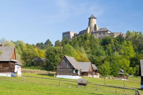 Village under castle Stock Photos