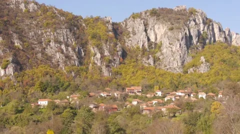 Village under the mountain rocks 스톡 동영상 44238289