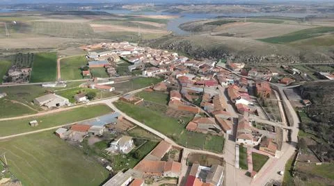 Village of Valdeperdices, Zamora, Spain. Drone photo. Stock Photos