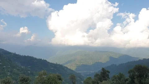 Village with valley and white clouds Vídeo Stock 247170318