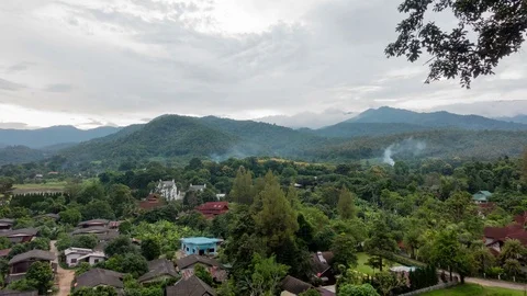 Village in the valley. Stock Footage 82636792