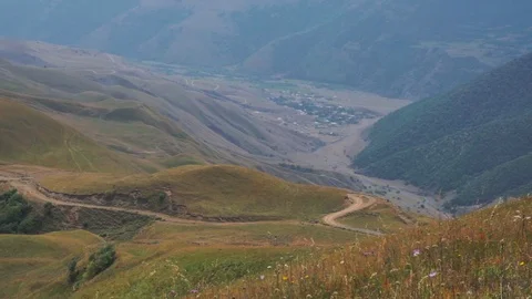 Village in the valley Stock Footage 95545583