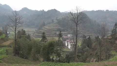 Village in the valley Stock Footage 235133744