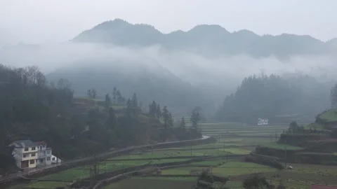 Village in the valley Stock Footage 235133947