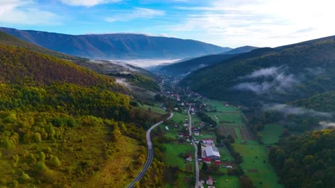 Village in the Valley Stock Footage 296617180