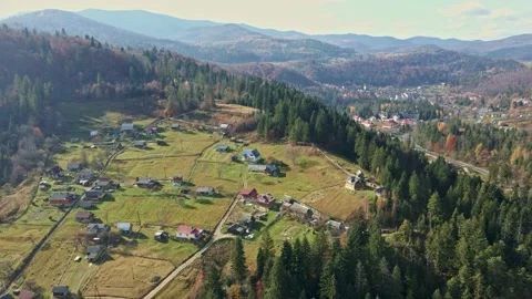 Village on the valley. Sunshine. Stock Footage 165166301