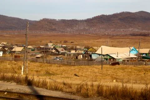 Village view from the train Stock Photos