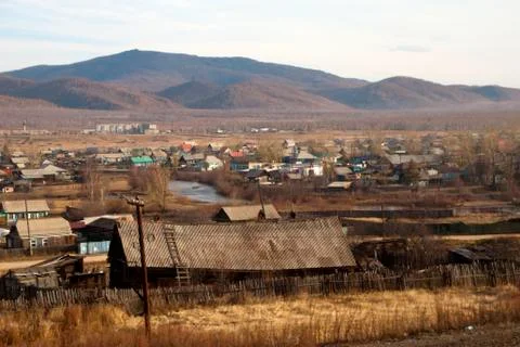Village view from the train Stock Photos