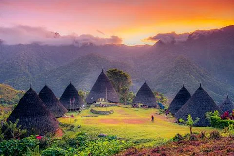 The village of Wae Rebo which is located in Manggarai, East Nusa Tenggara. Th Stock Photos