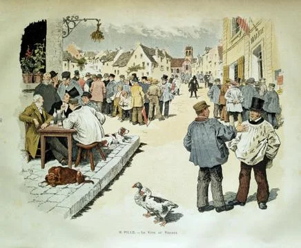 Villagers on election day Stockillustratie