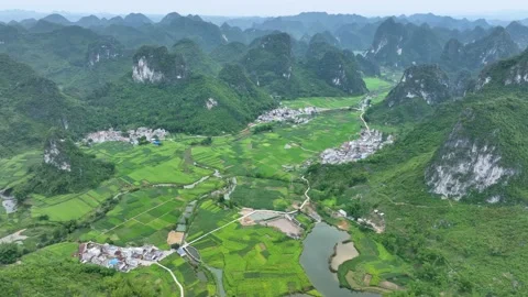 Villages and Rice Fields within the Mountains Stock-Footage 219402099
