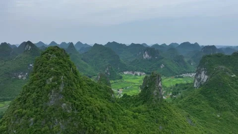 Villages and Rice Fields within the Mountains Stock Footage 219402596