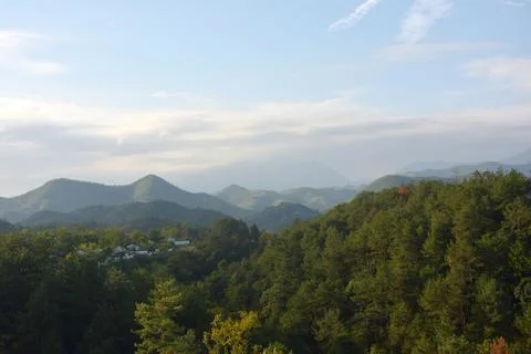 The villages in the forest in the mountains Stock Photos