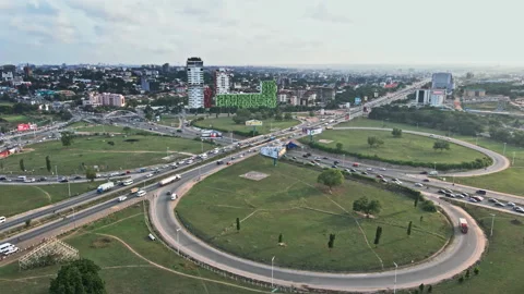 Villaggio aera in Accra in Ghana a place composed of modern colored buildings Stock Footage 219231896