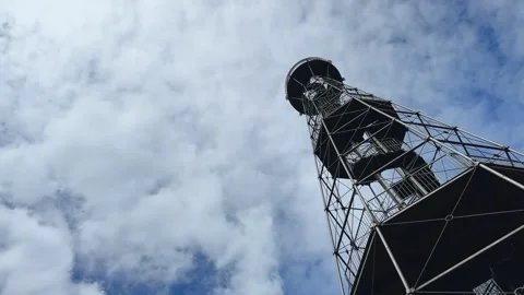 Villingen Observation Tower in Forest Germany on Sunny Spring Day Stock Footage 334063726