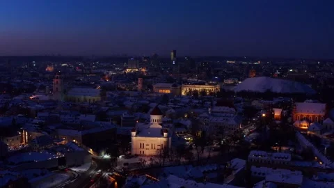 Vilnius after dark glowing beneath night skies. Stock Footage 327154161