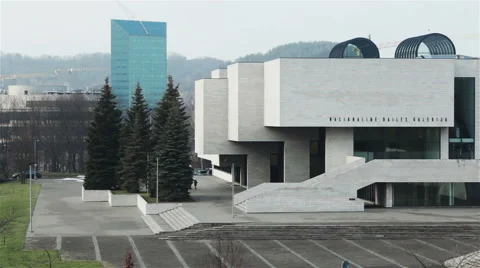 Vilnius architecture, Lithuania.Winter. 4 shots in a sequence, pan Stock Footage 46028708