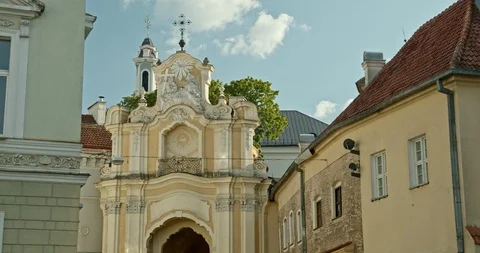 Vilnius, Basilian Gate of the Holy Trinity Monastery, tracking shot Stock Footage 115609482