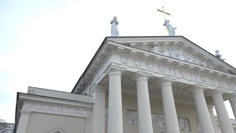 Vilnius Cathedral Basilica Upper Part Exterior View, Lithuania Stock Footage 326103745