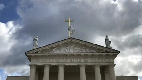 VILNIUS CATHEDRAL TIMELAPSE ON CLOUDY DAY Stock Footage 158863322
