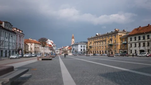 Vilnius city square time lapse Stock-Footage 88397573