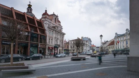 Vilnius city square time lapse Stock Footage 88399922