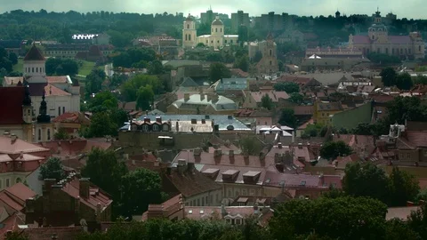 Vilnius cityscape downtown – medium shot Stock Footage 80741001
