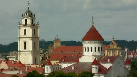 Vilnius cityscape – tilt – tele Stock Footage 80430770