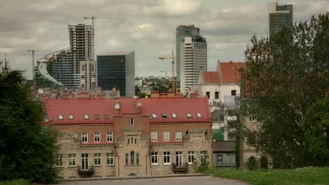 Vilnius dramatic city view business center – medium shot Stock Footage 80583519