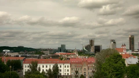 Vilnius dramatic city view – medium shot Stock Footage 80556275