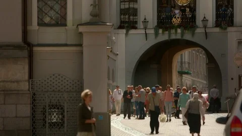 Vilnius Gate of Dawn - pan - medium shot Stock Footage 80383444