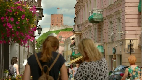 Vilnius Gediminas tower – fixed - medium shot Stock Footage