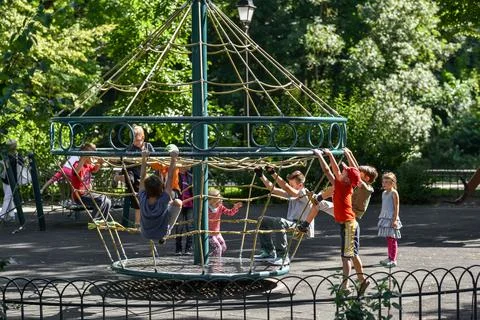 VILNIUS, LITHUANIA - AUGUST 31, 2017: Public Park in Lithuania, Vilnius. Ch.. Stock Photos