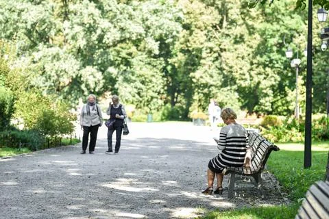 VILNIUS, LITHUANIA - AUGUST 31, 2017: Public Park in Lithuania, Vilnius. Ol.. Stock Photos