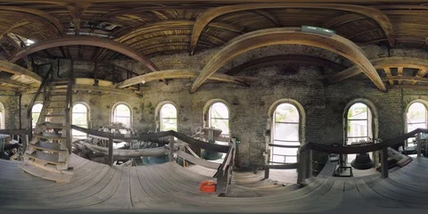 Vilnius Lithuania Cathedral belfry interior VR 360 video. Vídeo Stock 106185928