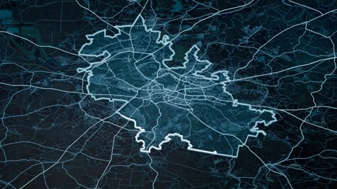 Vilnius Lithuania Glowing Digital Map Animation 4K Video stock 337978517