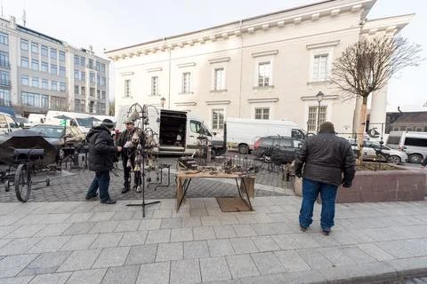 VILNIUS, LITHUANIA - MARCH 4, 2017: Kaziukas Market in Vilnius. One of the .. Stock Photos