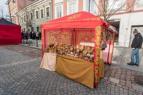 VILNIUS, LITHUANIA - MARCH 4, 2017: Kaziukas Market in Vilnius. One of the .. Stock Photos
