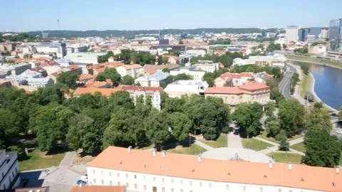 Vilnius, Lithuania, pan of the old town Stock Footage 111397003