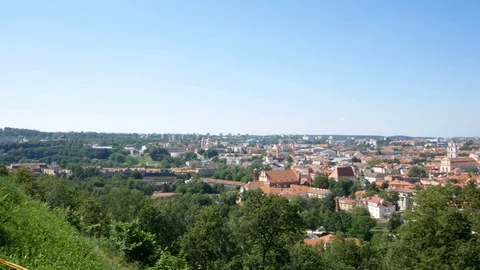 Vilnius, Lithuania, panoramic from the hill of the old town Stock Footage 111403032