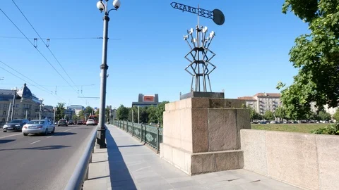 Vilnius, Lithuania, right side of the green bridge Stock Footage 111390813