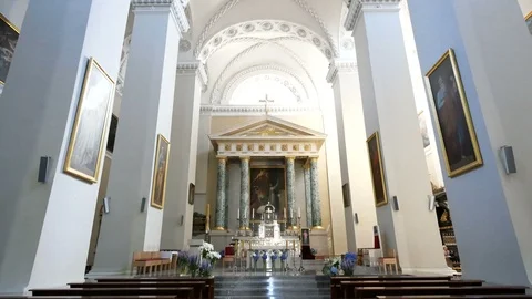 Vilnius, Lithuania, tilt up inside the cathedral Stock Footage 111393348