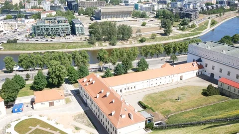 Vilnius, Lithuania, view from high of Museum of Applied Arts and Design Stock Footage 111396650