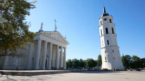 Vilnius, Lithuania, view of the Šventaragio square Stock Footage 111392262