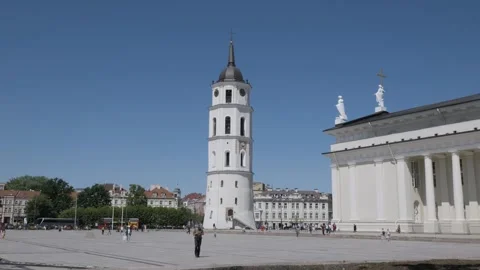 Vilnius Old Town Lithuania The Cathedral Square Tower Stock Footage 259482991