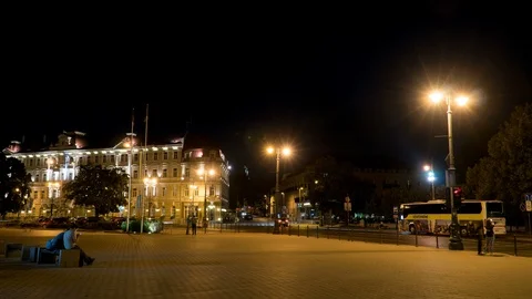 Vilnius old town traffic intersection time lapse, Lithuania, 4k Stock Footage 92822884